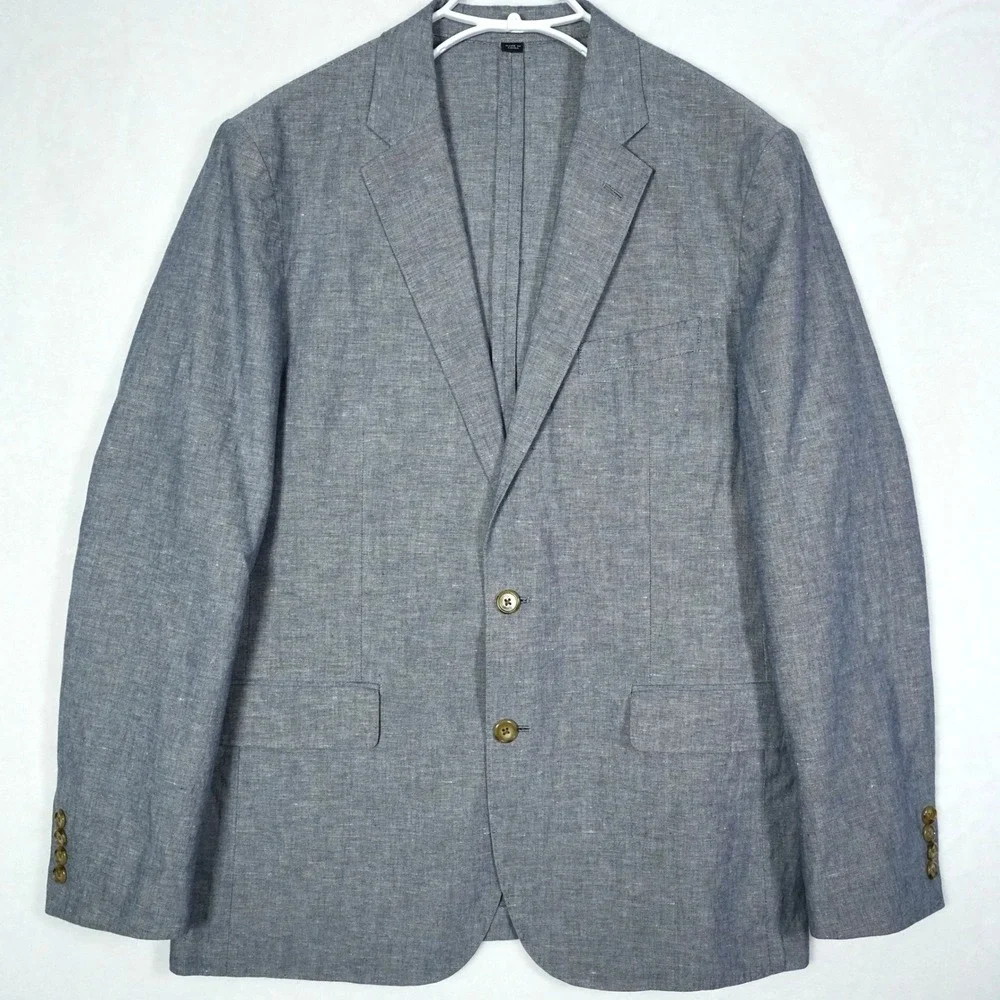 J.Crew Ludlow Slim Blazer 40R Gray Cotton Linen Somelos Portugal Sport Coat Mens